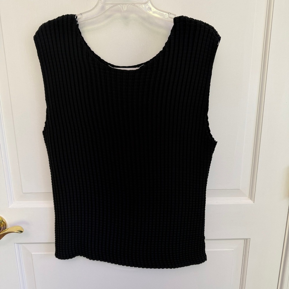 Collection Fifty Nine Textured Popcorn Tank Top Womens Large Black